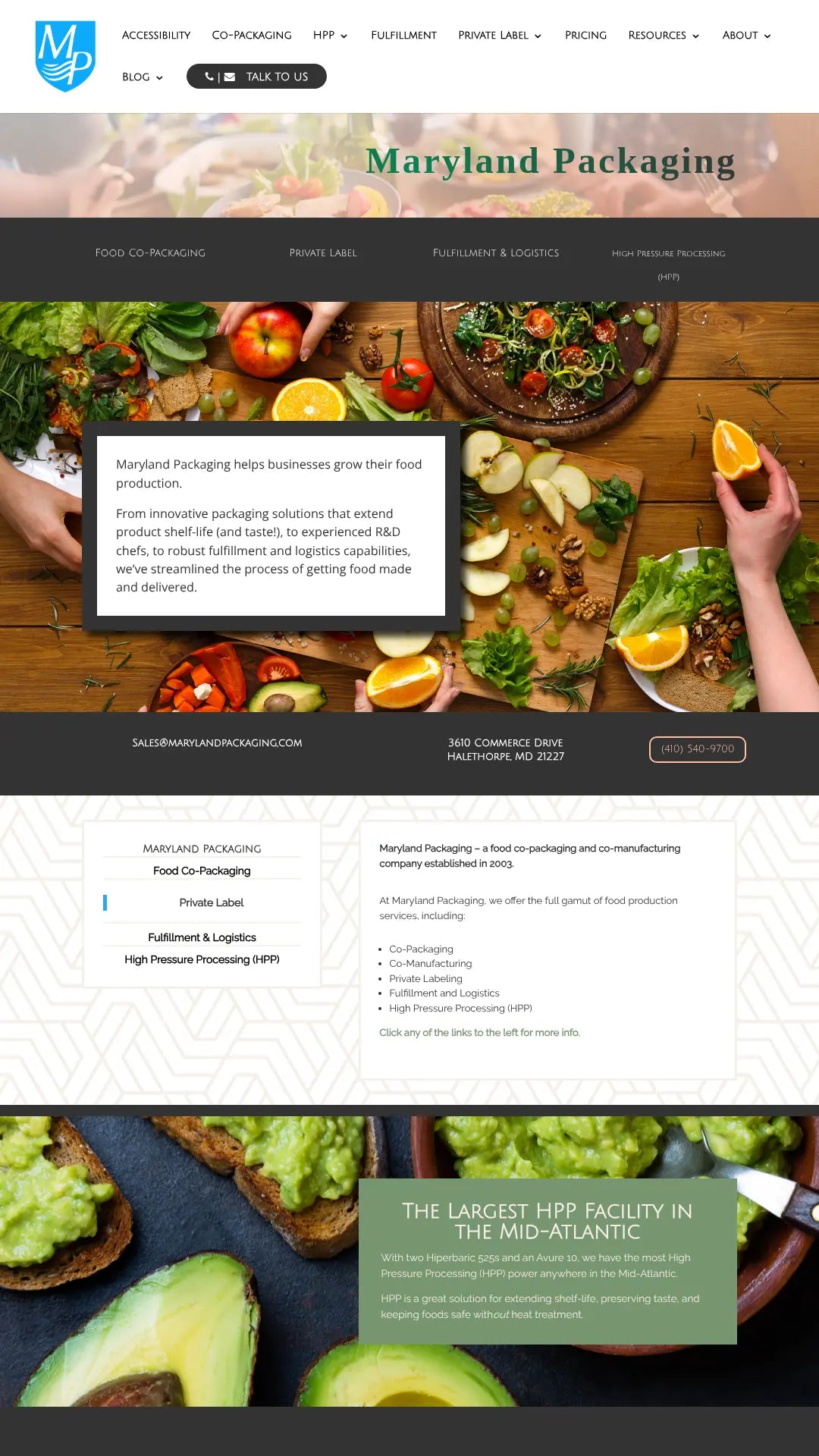 Screenshot: the Maryland Packaging website.
