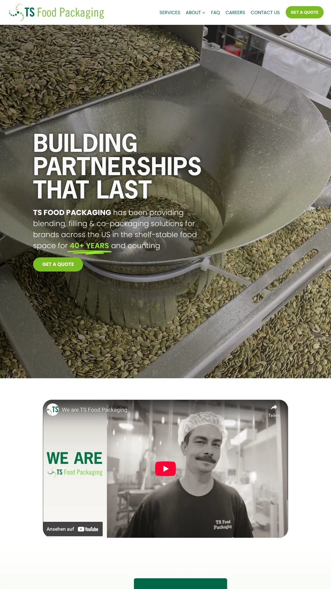 Screenshot: the Troystar Packaging website.