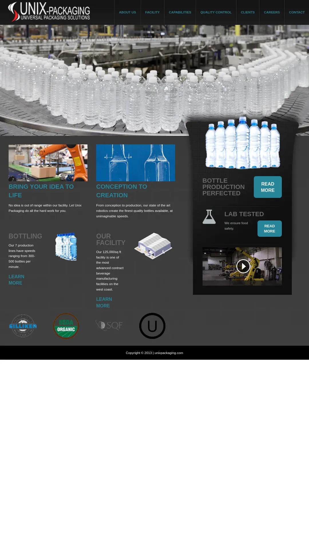 Screenshot: the Unix Packaging website.