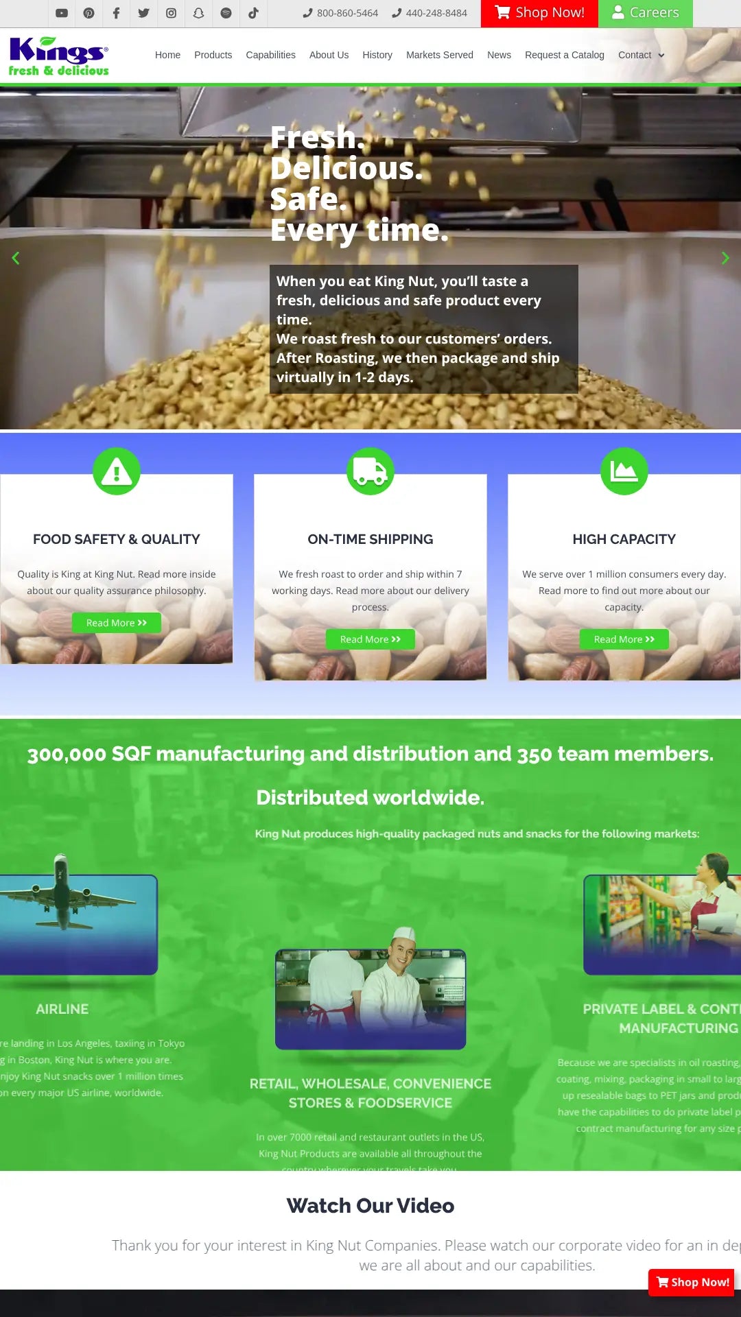 Screenshot: the King Nut Companies website.