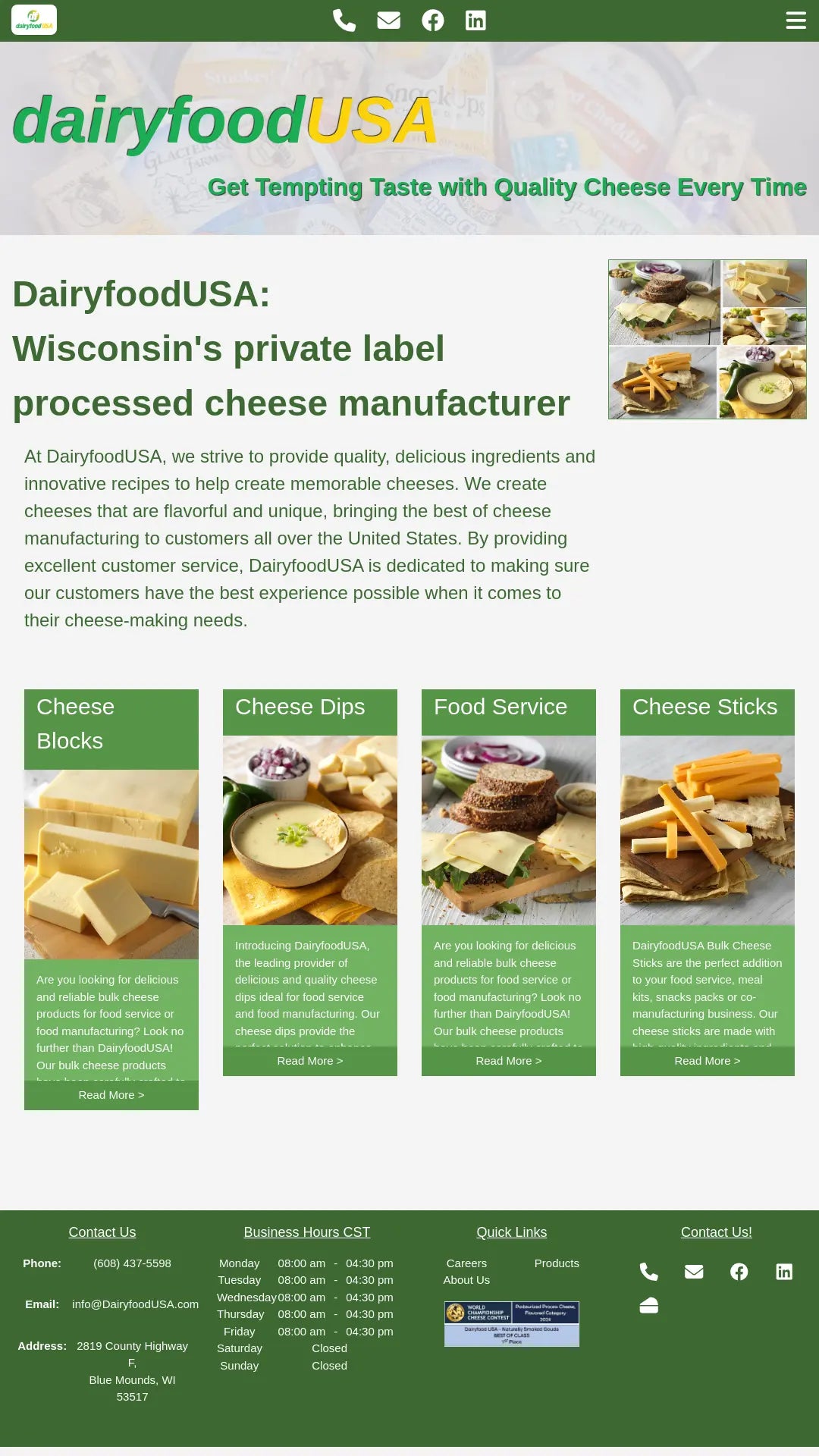 Screenshot: the Dairy Food USA website.