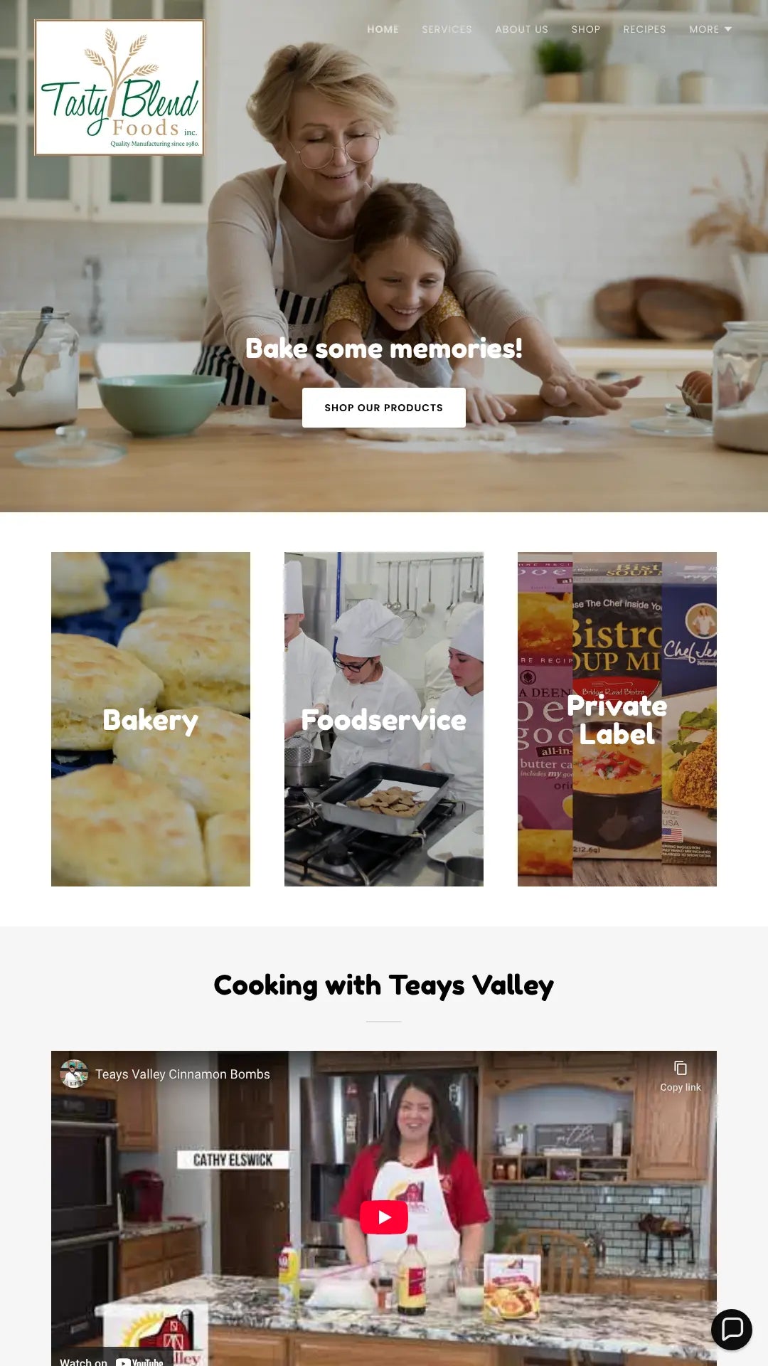 Screenshot: the Tasty Blend Foods website.