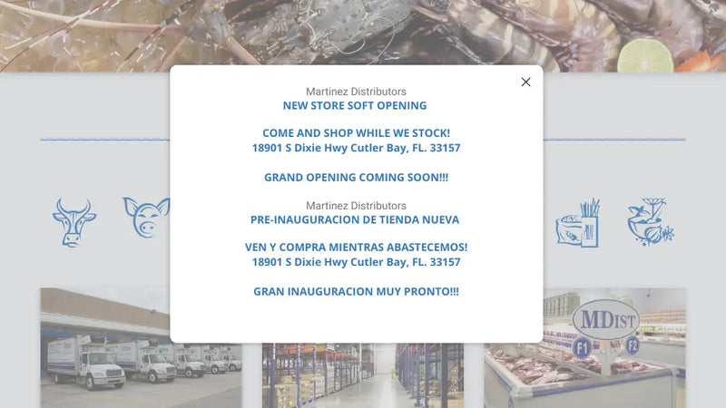 Screenshot: the Martinez Distributors Inc. website.