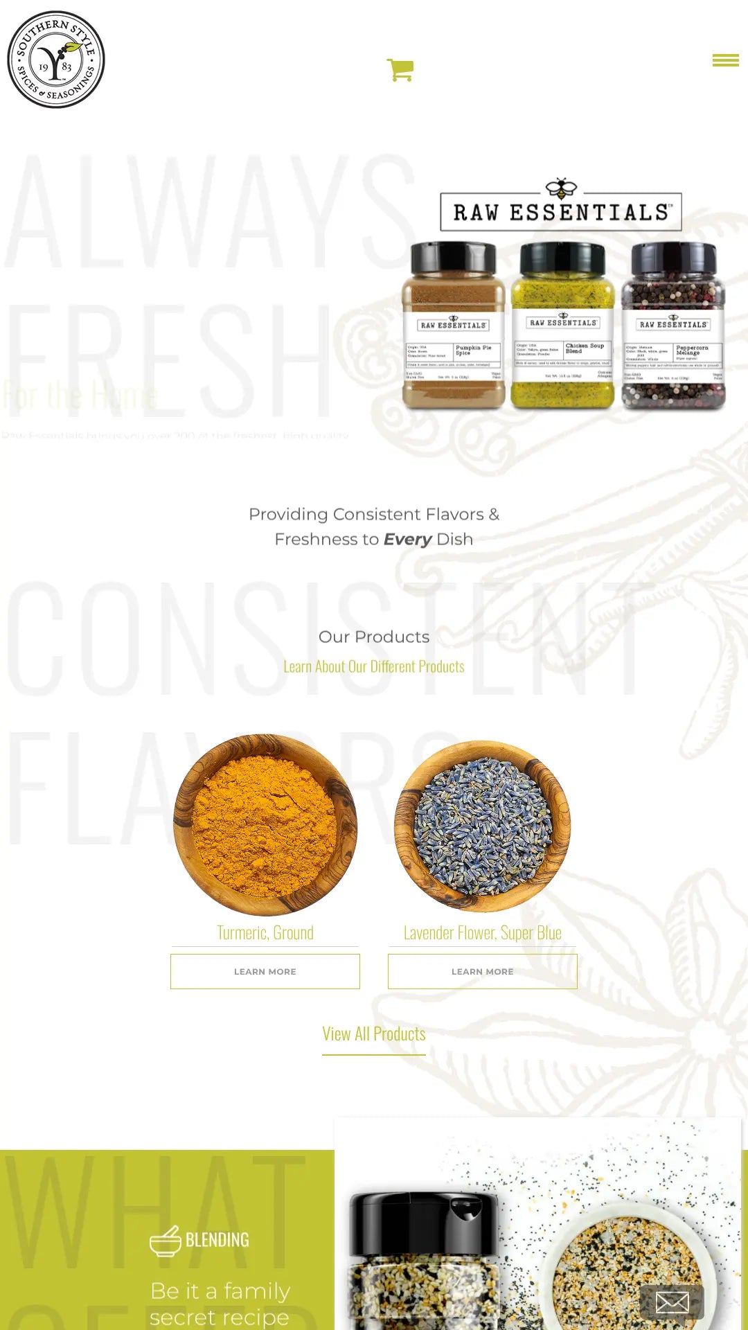 Screenshot: the Southern Style Spices website.