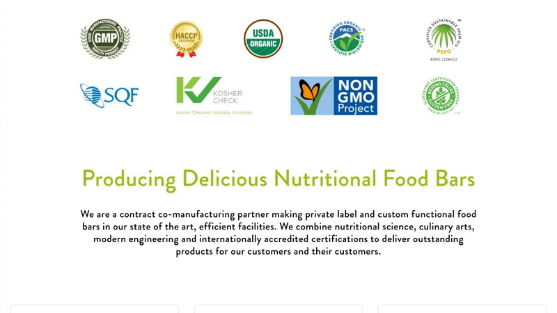 Screenshot: the Nutrition Bar Confectioners website.