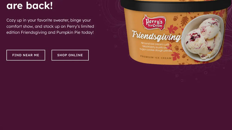 Screenshot: the Perry's Ice Cream Co website.