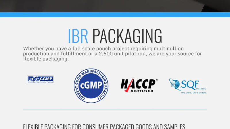Screenshot: the IBR Packaging website.