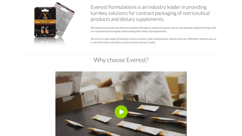 Screenshot: the Everest Formulations website.