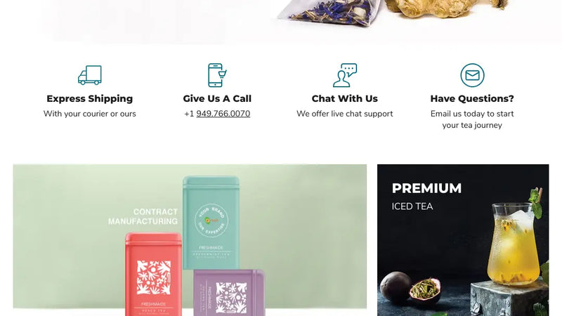 Screenshot: the Q Trade Teas website.