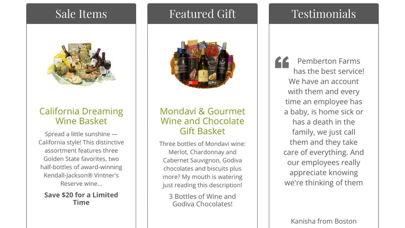 Screenshot: the Pemberton Farms website.
