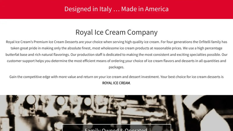 Screenshot: the Royal Ice Cream Co. website.