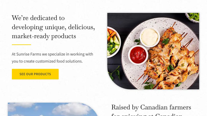 Screenshot: the Sunrise Farms website.