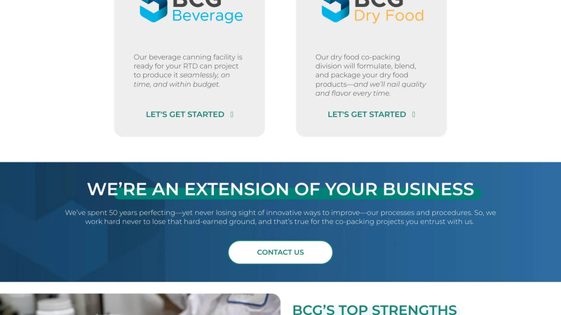 Screenshot: the PGI Foods website.