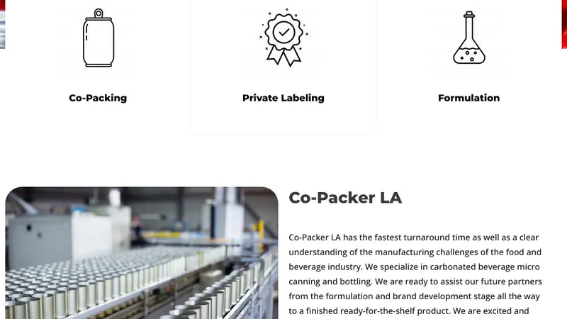 Screenshot: the Copacker LA website.