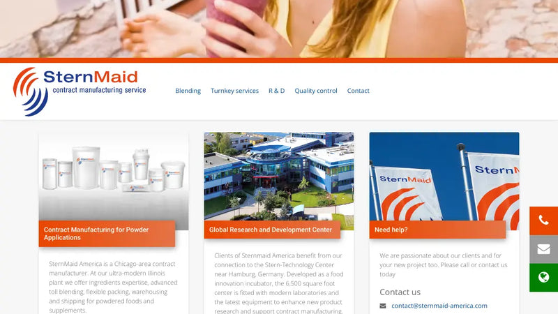 Screenshot: the SternMaid America website.