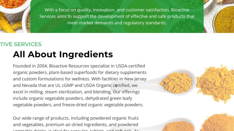 Screenshot: the Bioactive Resources website.