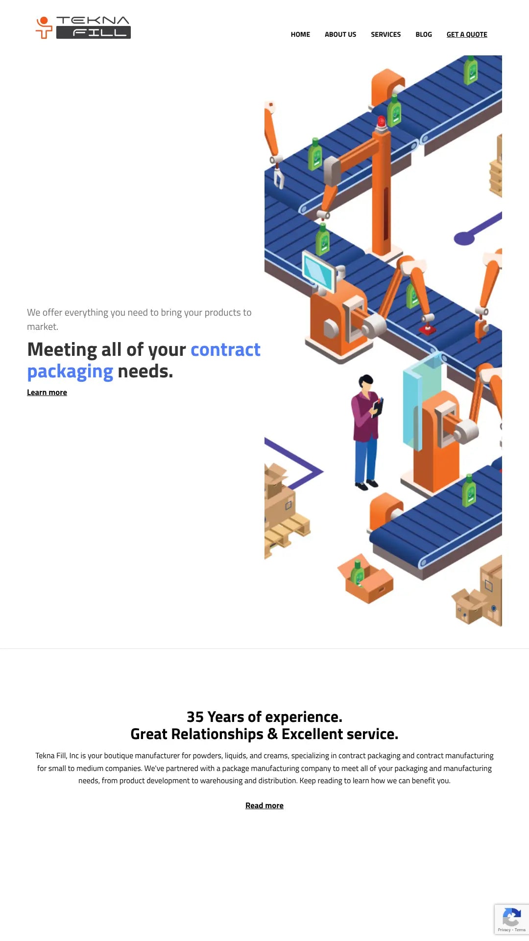 Screenshot: the Tekna Fill, Inc. website.