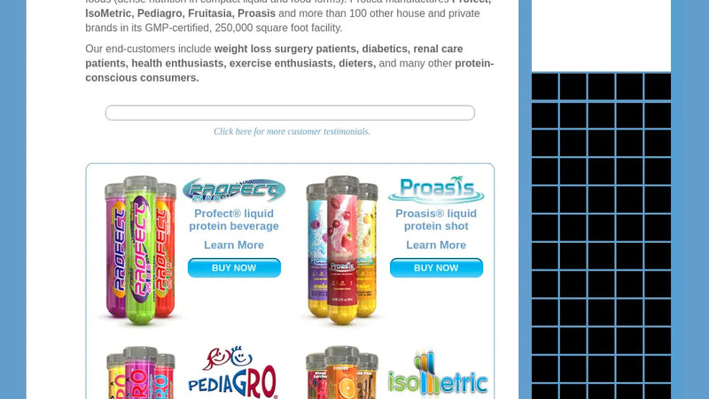 Screenshot: the Protica Research website.