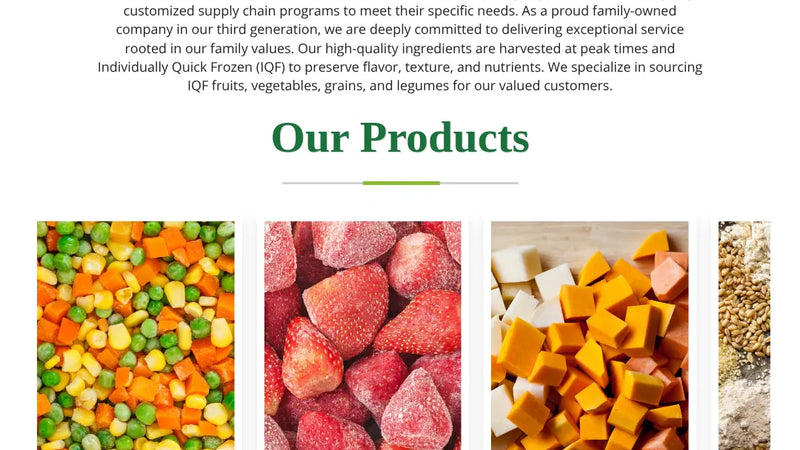 Screenshot: the Sun Leaf Foods website.