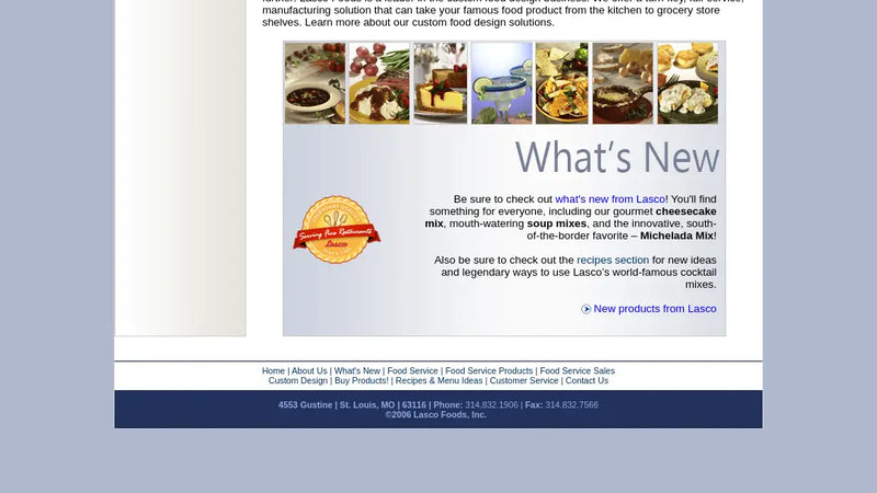 Screenshot: the Lasco Foods Inc. website.