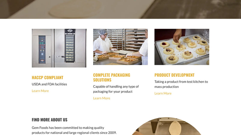 Screenshot: the ​Gem Food Services Corp website.