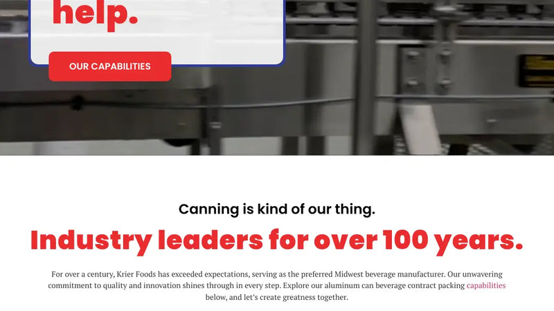Screenshot: the Krier Foods website.