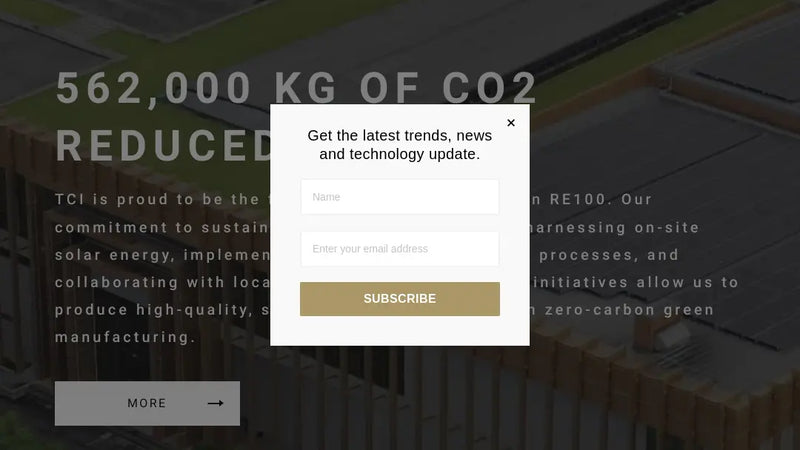 Screenshot: the TCI Co., Ltd website.