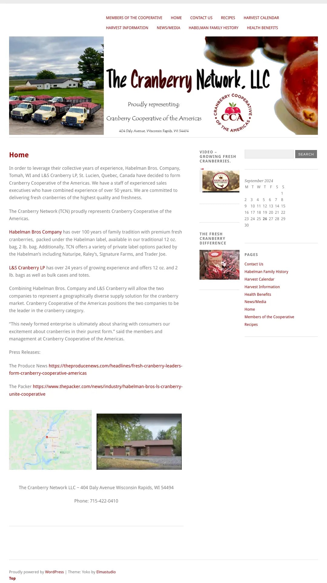 Screenshot: the Cranberry Network website.