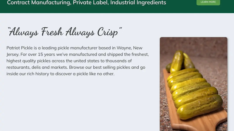 Screenshot: the Patriot Pickle website.