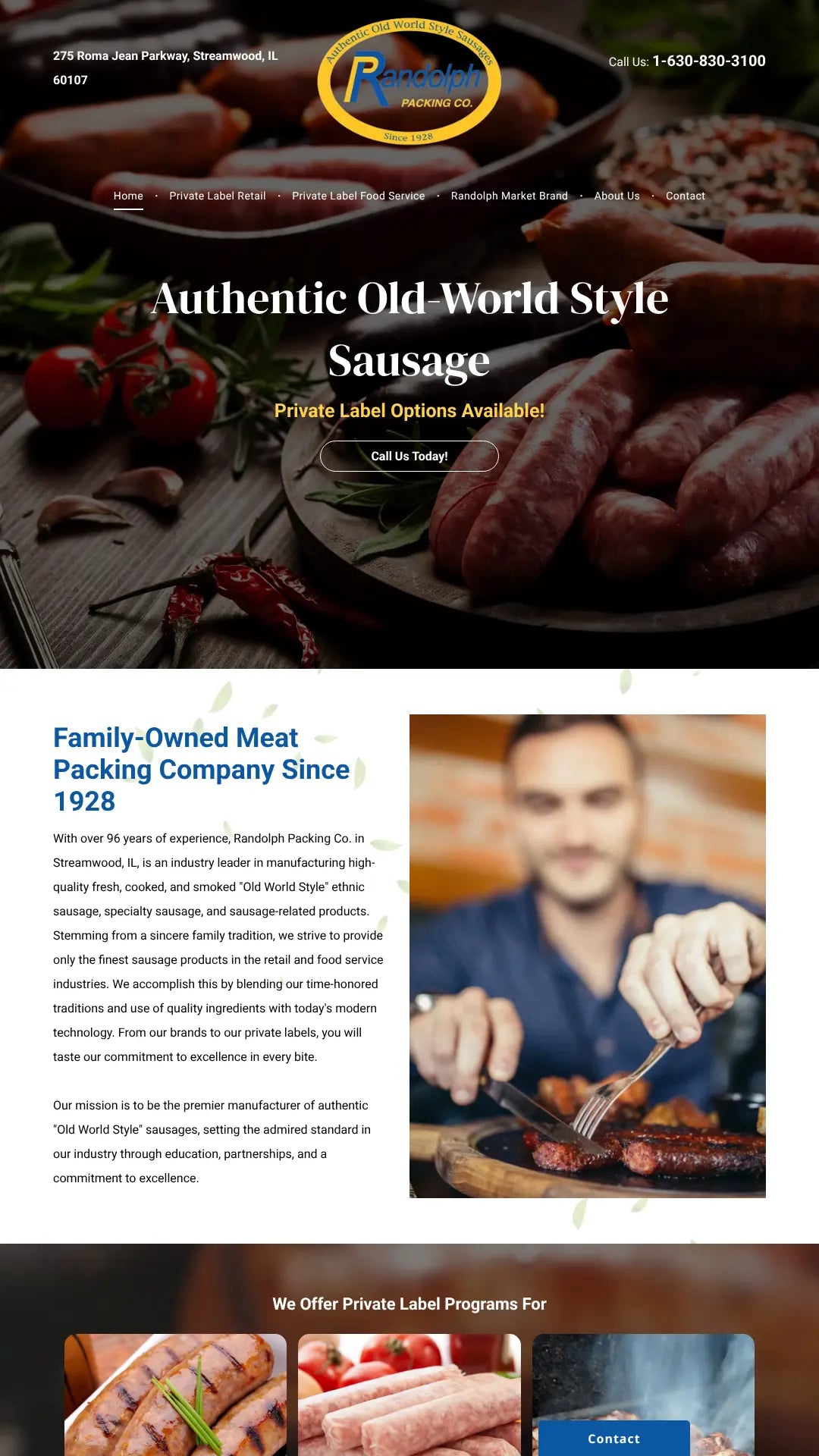 Screenshot: the Randolph Packing Company website.