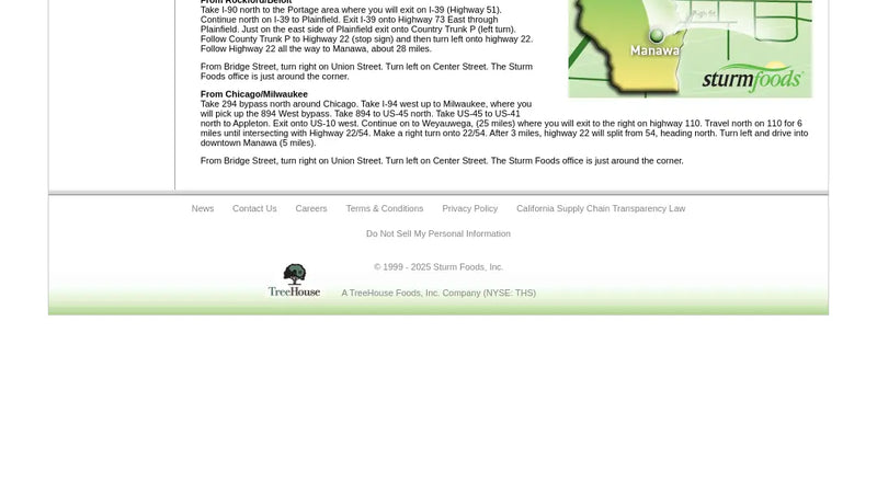 Screenshot: the Sturm Foods website.