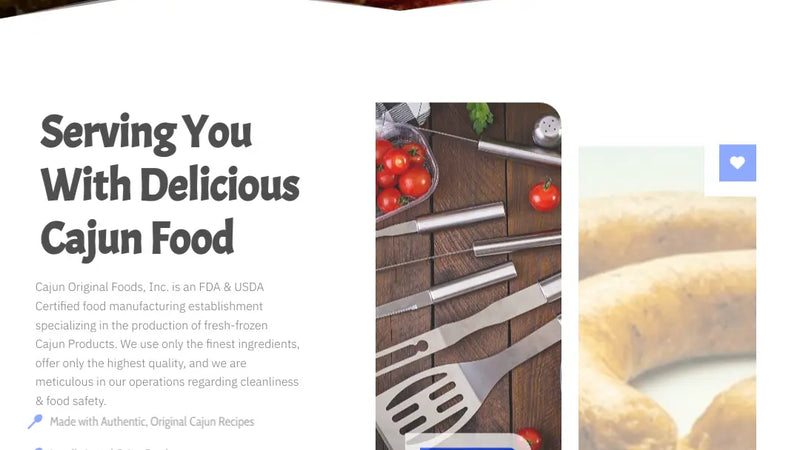 Screenshot: the Cajun Original Foods Inc. website.