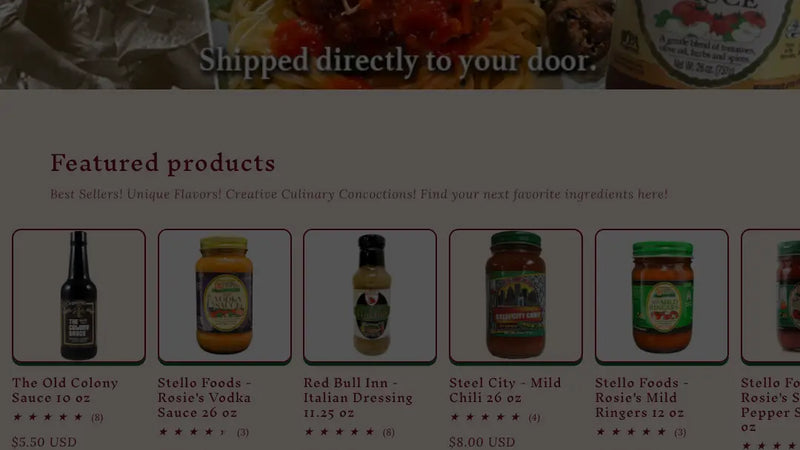 Screenshot: the Stello Foods website.