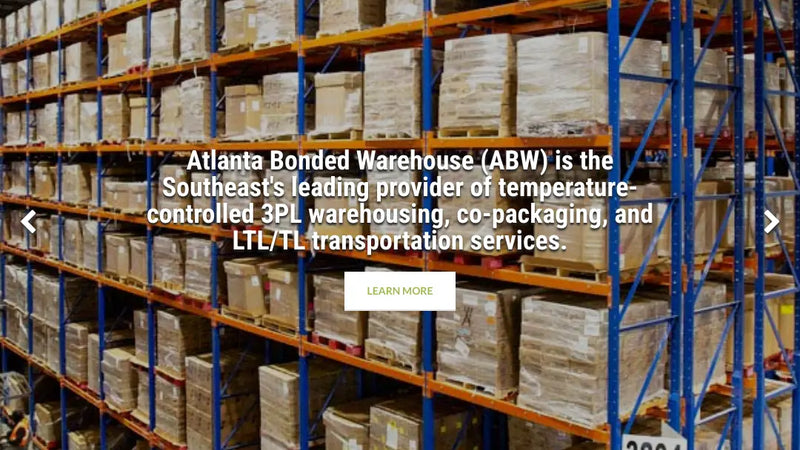 Screenshot: the Atlanta Bonded Warehouse website.