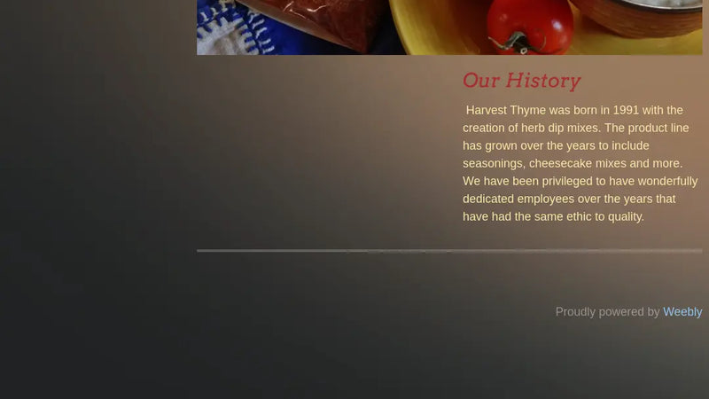 Screenshot: the Harvest Thyme Herbs website.