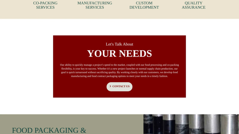 Screenshot: the Create-A-Pack Foods website.