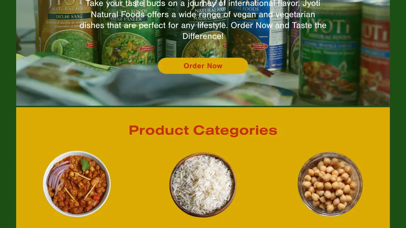 Screenshot: the Jyoti Foods website.