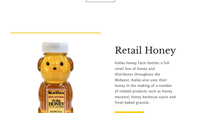 Screenshot: the Kallas Honey website.
