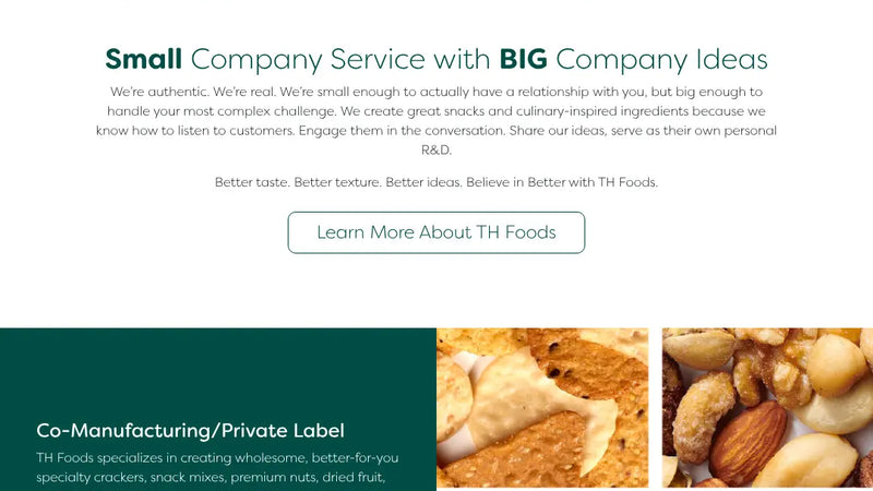 Screenshot: the TH Foods Inc. website.
