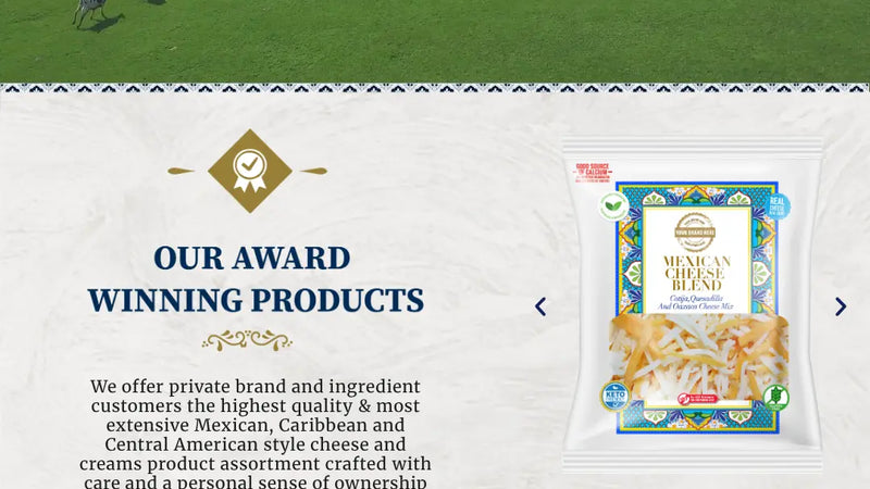 Screenshot: the Hispanic Cheese Makers website.