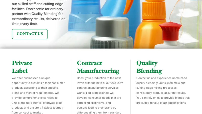 Screenshot: the Quality Blending, Inc. website.