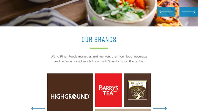 Screenshot: the World Finer Foods website.