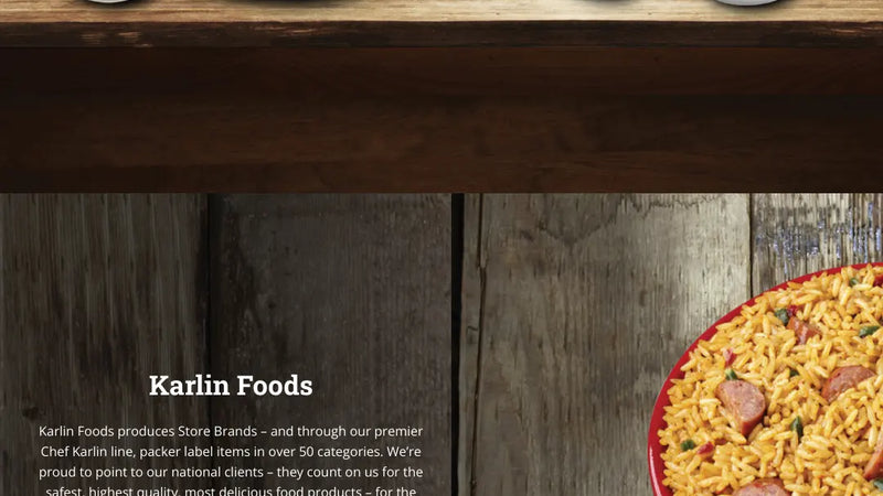 Screenshot: the Karlin Foods website.