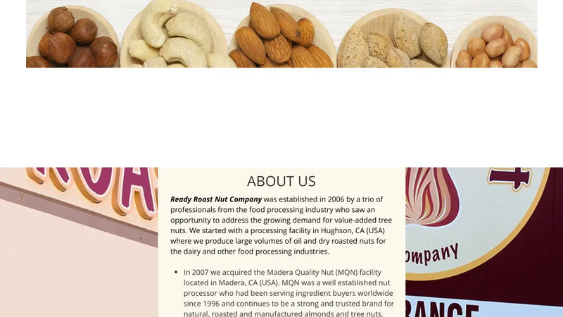 Screenshot: the Ready Roast Nut Company website.