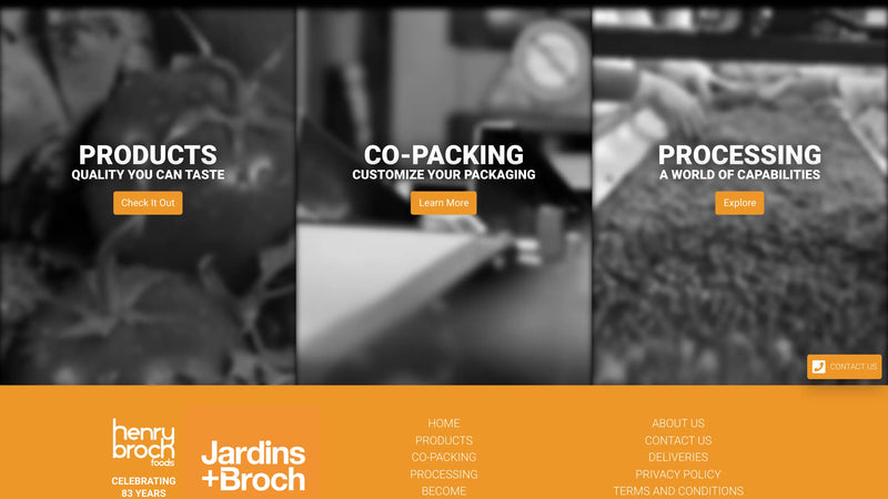 Screenshot: the Henry Broch Foods website.