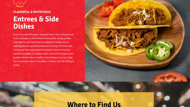 Screenshot: the ​Captain Kens Foods website.