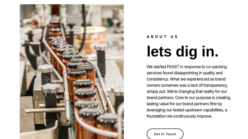 Screenshot: the FEAST food works website.