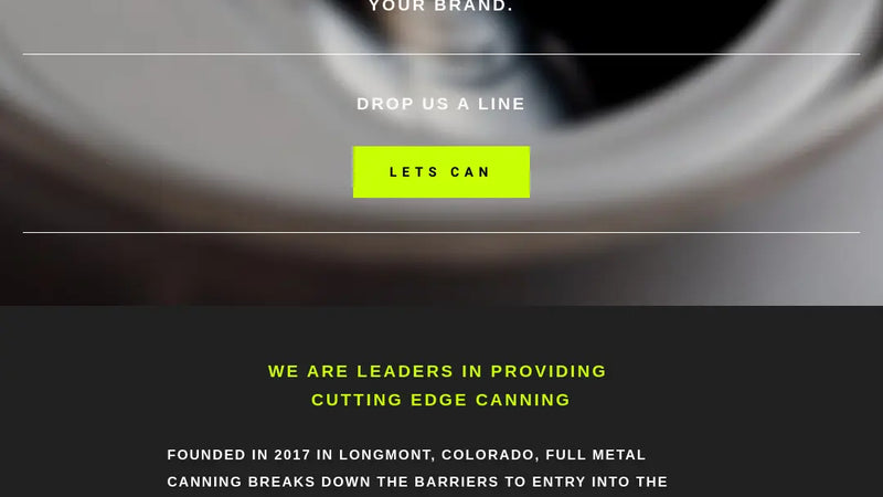 Screenshot: the Full Metal Canning website.