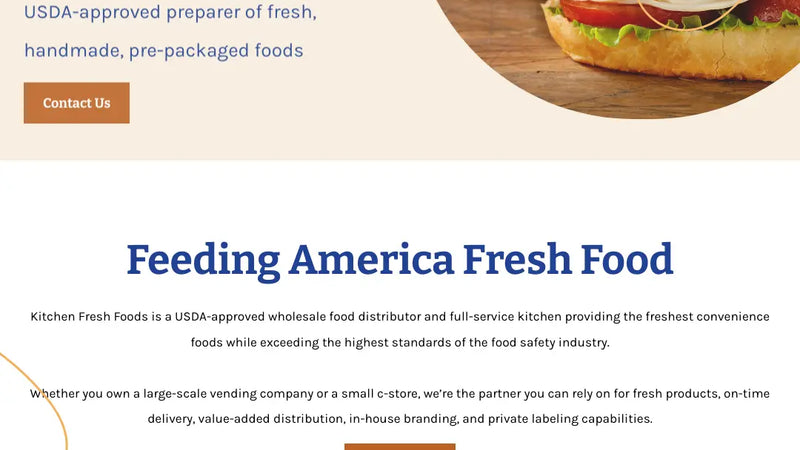 Screenshot: the Kitchen Fresh Foods website.