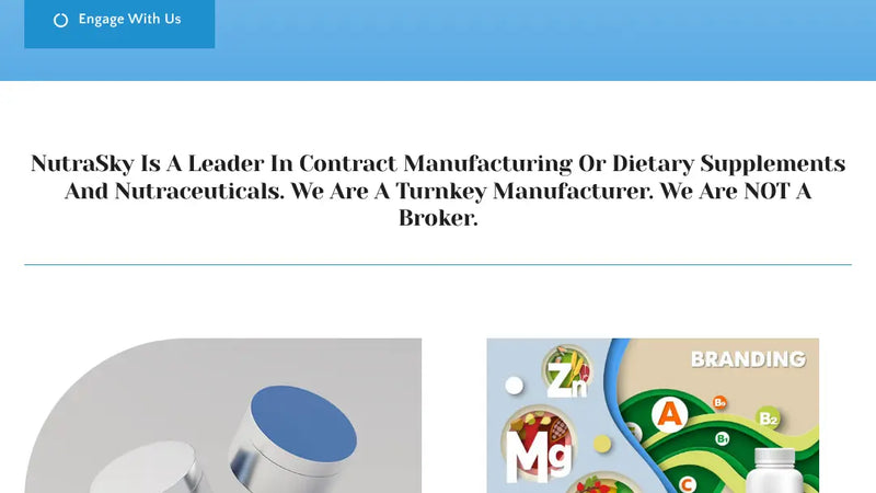 Screenshot: the Nutrasky website.